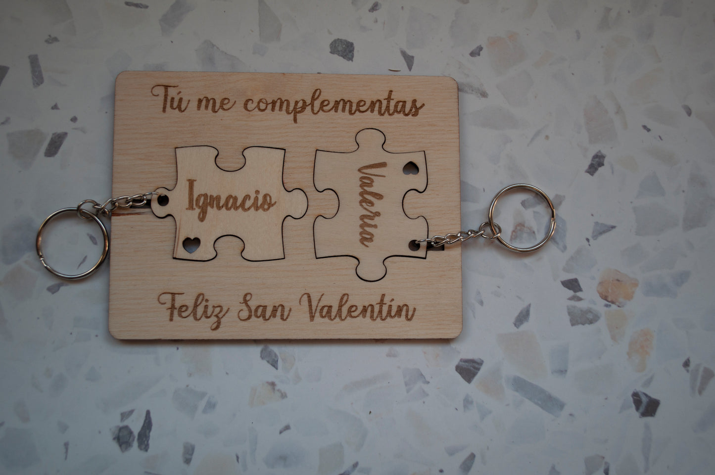 Llavero puzzle "tú me complementas".