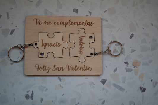 Llavero puzzle "tú me complementas".