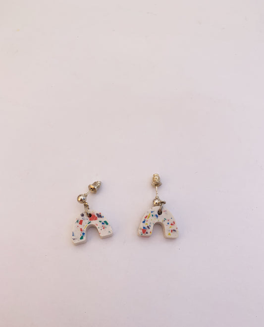 Mini glossy terrazzo style earrings